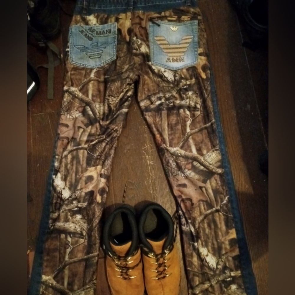 Armani camo back side jeans